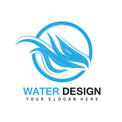 Water Wave Logo, Earth Element Vector, Water Wings Logo Design Style, Brand Icon, Sticker
