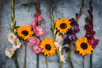 Bouquet avec  tournesol et glaïeuls © Concept Photo Studio