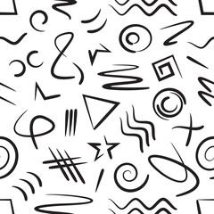 Hand drawn vector marker doodles seamless pattern