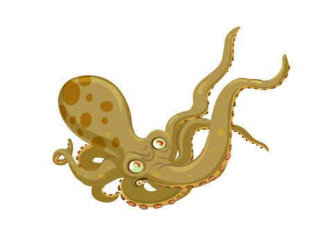 Giant Octopus cartoon style isolated in white background.