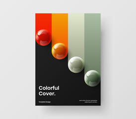 Multicolored company cover vector design layout. Vivid realistic spheres booklet illustration.
