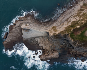 Aerial view over one of the most spectacular capes on the Cantabrian coast