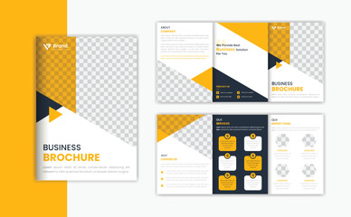 Corporate trifold A5 brochure design template, business brochure layout vector