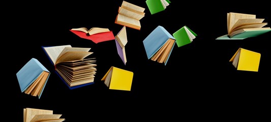 stack of books on a black background