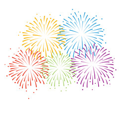 Vector rainbow color fireworks illustration