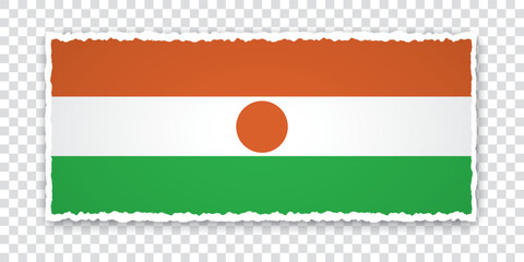 Obraz premium vector illustration of torn paper banner with flag of Niger on transparent background