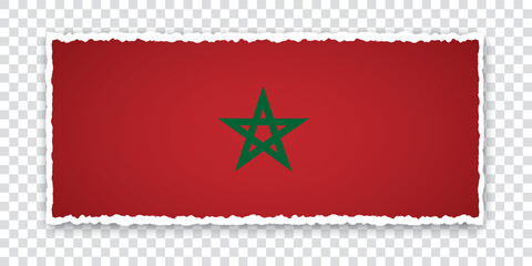 vector illustration of torn paper banner with flag of Morocco on transparent background