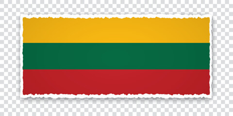 vector illustration of torn paper banner with flag of Lithuania on transparent background