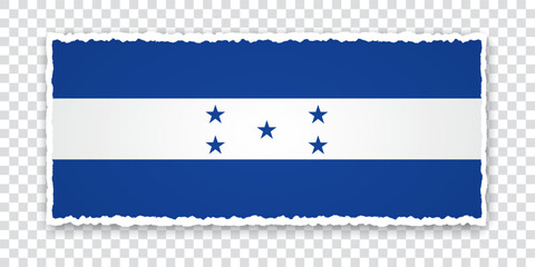 vector illustration of torn paper banner with flag of Honduras on transparent background
