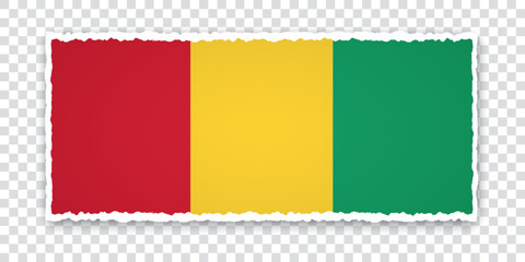 vector illustration of torn paper banner with flag of Guinea on transparent background