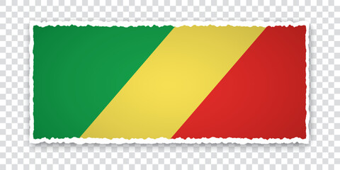 vector illustration of torn paper banner with flag of Republic of the Congo on transparent background