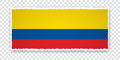 vector illustration of torn paper banner with flag of Colombia on transparent background