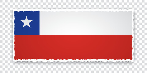 vector illustration of torn paper banner with flag of Chile on transparent background