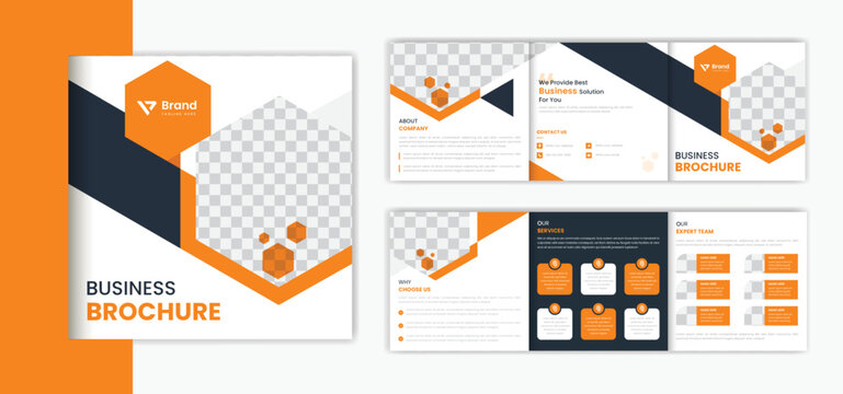 Modern Corporate Square Trifold brochure design template, business brochure layout vector