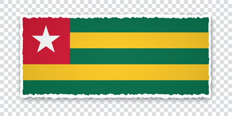 vector illustration of torn paper banner with flag of Togo on transparent background