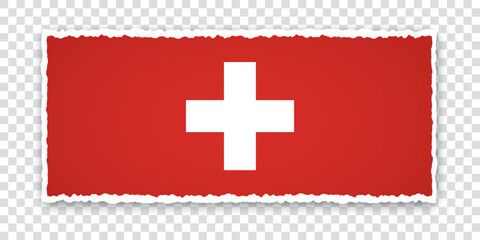vector illustration of torn paper banner with flag of Switzerland on transparent background