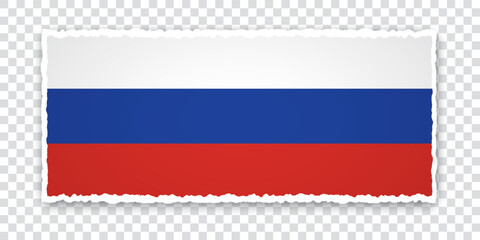 vector illustration of torn paper banner with flag of Russia on transparent background