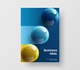 Isolated company identity A4 design vector concept. Geometric 3D spheres placard illustration.