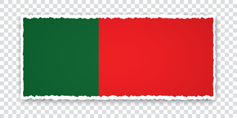vector illustration of torn paper banner with flag of Portugal on transparent background