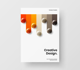 Premium poster A4 vector design template. Minimalistic realistic spheres corporate brochure layout.
