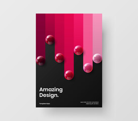 Fototapeta na wymiar Clean 3D balls company brochure illustration. Isolated postcard design vector layout.