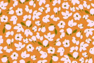 gentle bright tiny flowers pattern For autumn print dress - obrazy, fototapety, plakaty