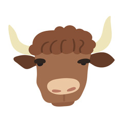 Yak head. Flat vector hand drawn vector illustration.