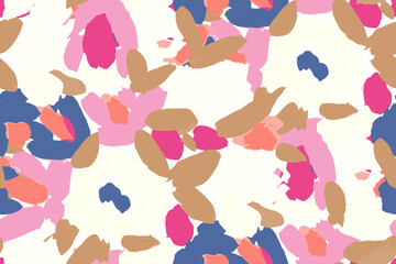 bright contrast multicolored floral pattern with brush strokes of paint