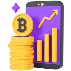 Cryptocurrency rise 3D icon