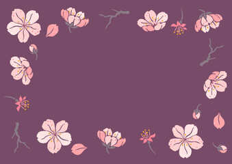 Naklejka na ściany i meble Frame with sakura flowers. Beautiful decorative plants.