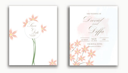 elegant and simple wedding invitation with watercolor elements