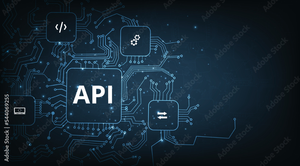Fototapete application programming interface (api) concept. software development tool, information technology, 
