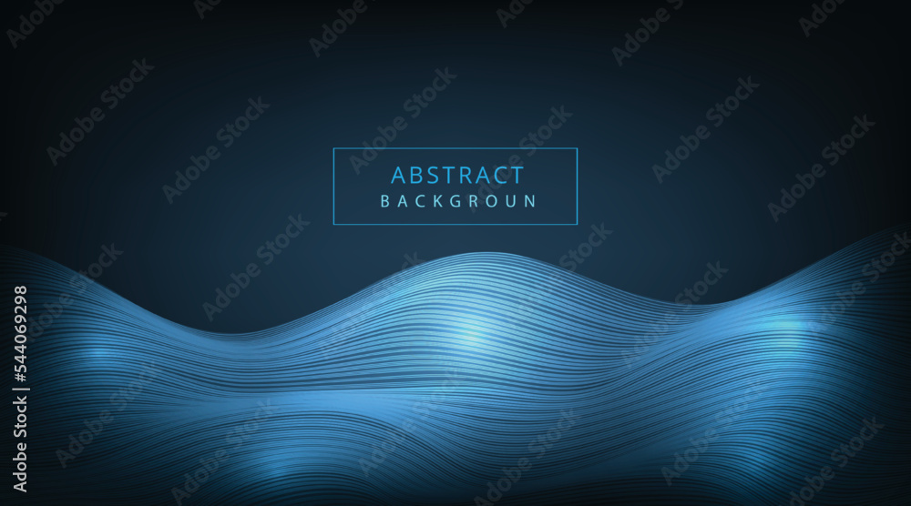 Leinwandbilder abstract lines wave technology design.lines moving on dark blue background.technology wave backgroun