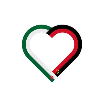 recommend clip art: friendship concept. heart ribbon icon of algeria and angola flags. vector illustration isolated on white background