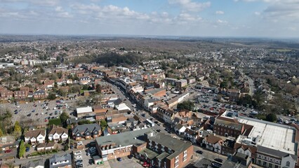 Fototapeta na wymiar Billericay Essex UK town centre High street done Aerial