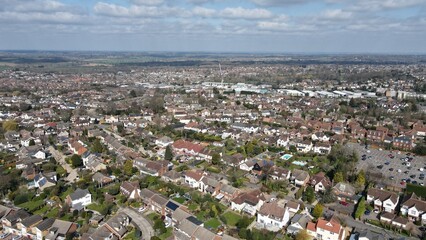 Fototapeta premium .Billericay Essex UK town centre High street done Aerial
