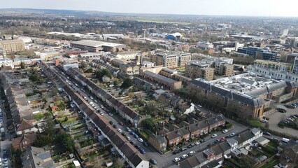 Fototapeta na wymiar Chelmsford city centre Essex UK Aerial drone