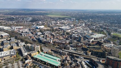 Fototapeta premium Chelmsford city centre Essex UK Aerial drone