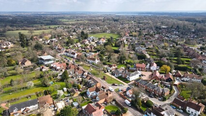 .Village of Stock Essex UK aerial drone view