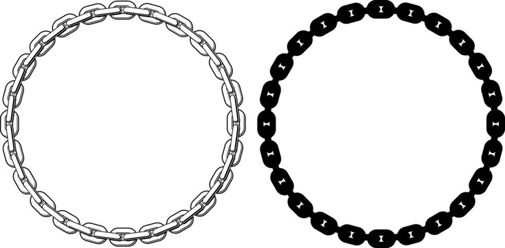 steel chain with switches in a circle with links forming a frame with empty space for your text