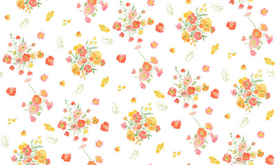 gentle bright tiny flowers pattern For summer print dress - obrazy, fototapety, plakaty