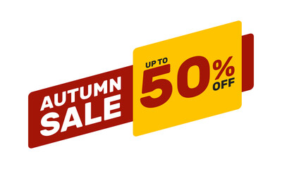 autumn sale up to 50% off, vector advertising banner or season discount
