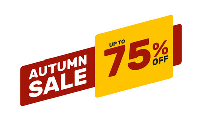 autumn sale up to 75% off, vector advertising banner or season discount