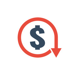 dollar sign icon with red down arrow