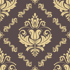Orient classic pattern. Seamless abstract background with vintage elements. Orient brown and golden background. Ornament for wallpaper and packaging