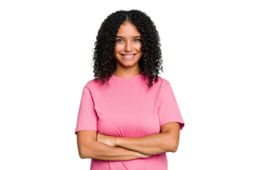 Young cute brazilian woman isolated happy, smiling and cheerful.