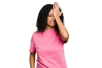 Young cute brazilian woman isolated forgetting something, slapping forehead with palm and closing eyes.