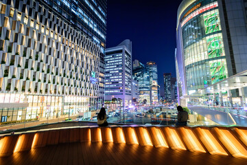 大阪駅前南口側からの夜景、11月2日、日本
