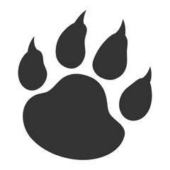 Tiger paw black footprint, silhouette. Stylized vector illustration for Chinese new year and t-shirt print. Cat paw footprint - obrazy, fototapety, plakaty