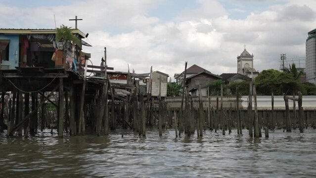Eviction and Destruction of Traditional Bangkok Riverside Communities along the Chao Phraya River, New River Promenade Construction